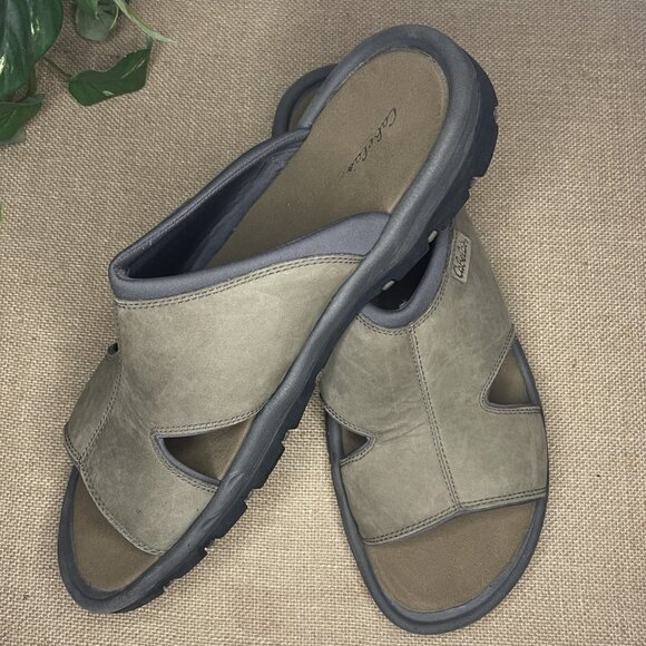 Cabelas Men\'s Size 14 Leather Upper Slides Sandals Tan Light Brown main image 7